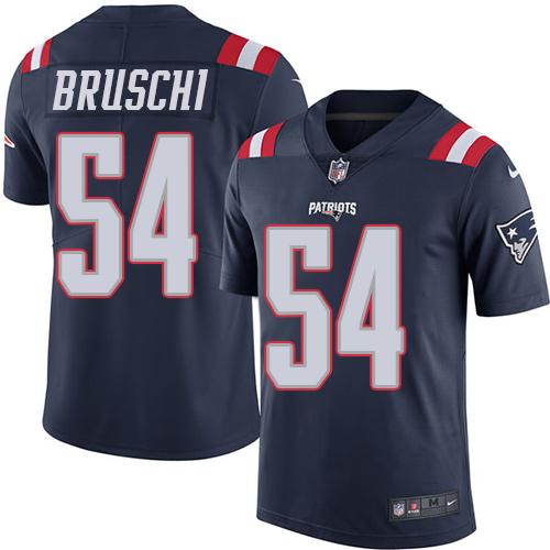 Nike Patriots #54 Tedy Bruschi Navy Blue Men's Stitched NFL Limited Rush Jersey - Click Image to Close